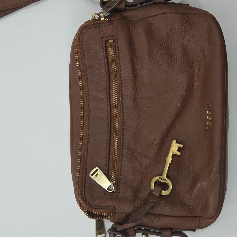 2 Fossil Brown Leather Crossbody Bags and 1 Wallet Set - Picture 2 of 16